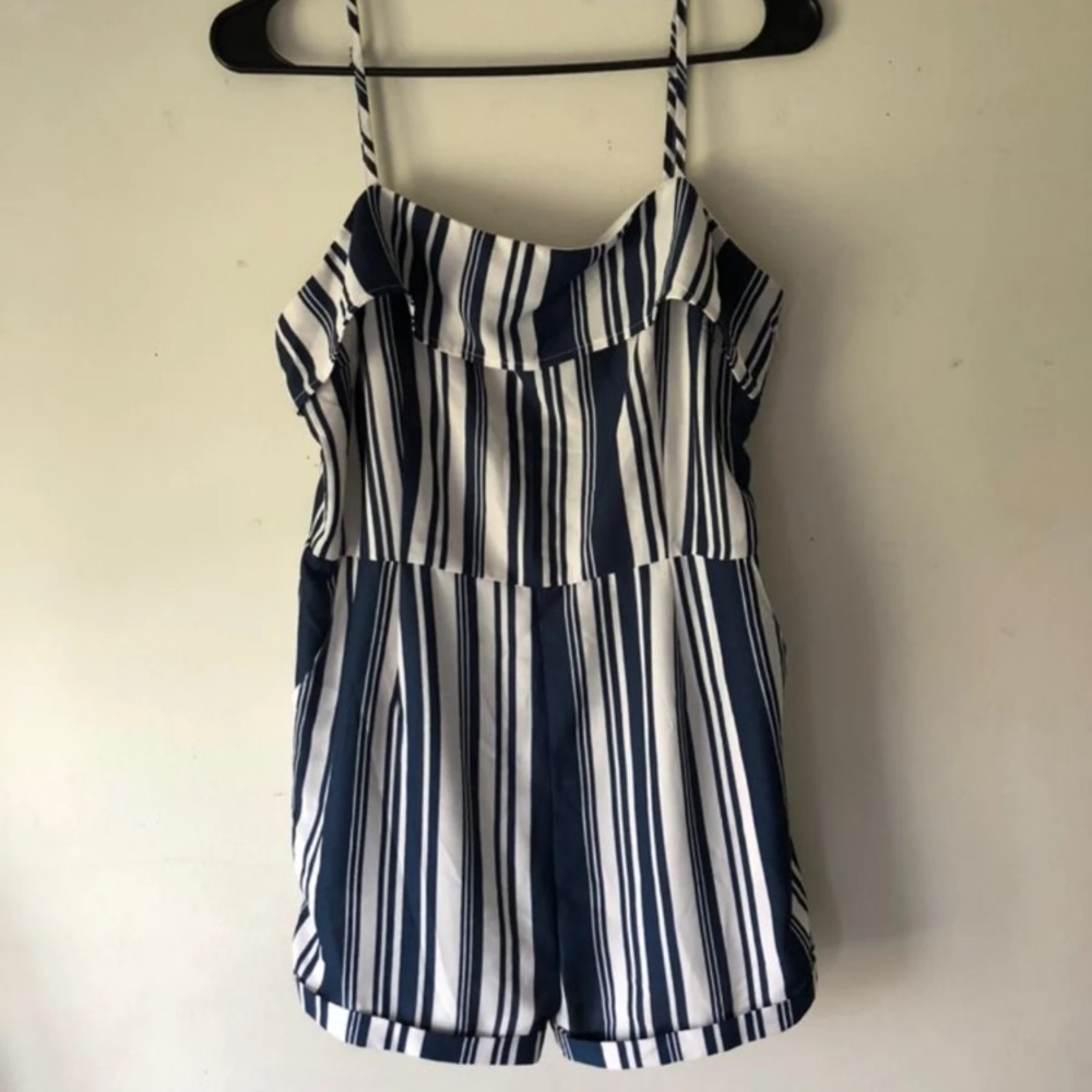 Striped paper crane romper
